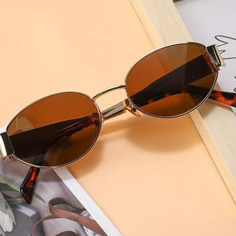 Unisex Round Sunglasses with UV Protected Lens Brown-Brown